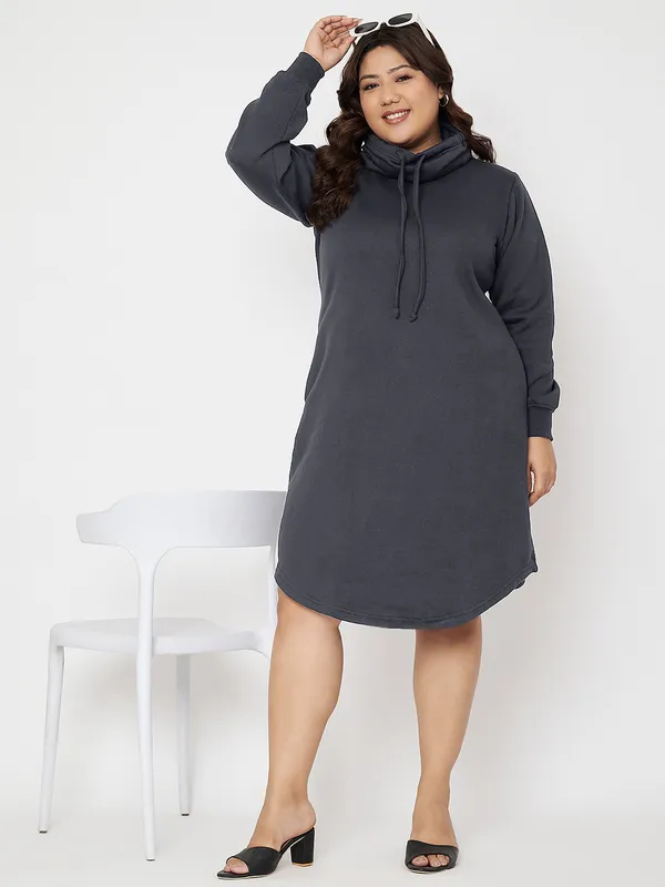 Plus_Size_Hooded_Cowl_Neck_Cuffed_Sleeves_Jumper_Dress