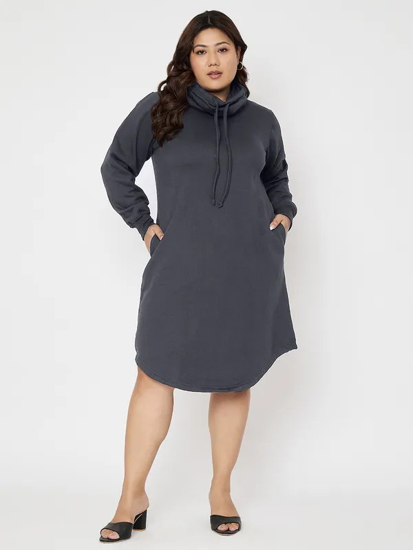 Plus_Size_Hooded_Cowl_Neck_Cuffed_Sleeves_Jumper_Dress