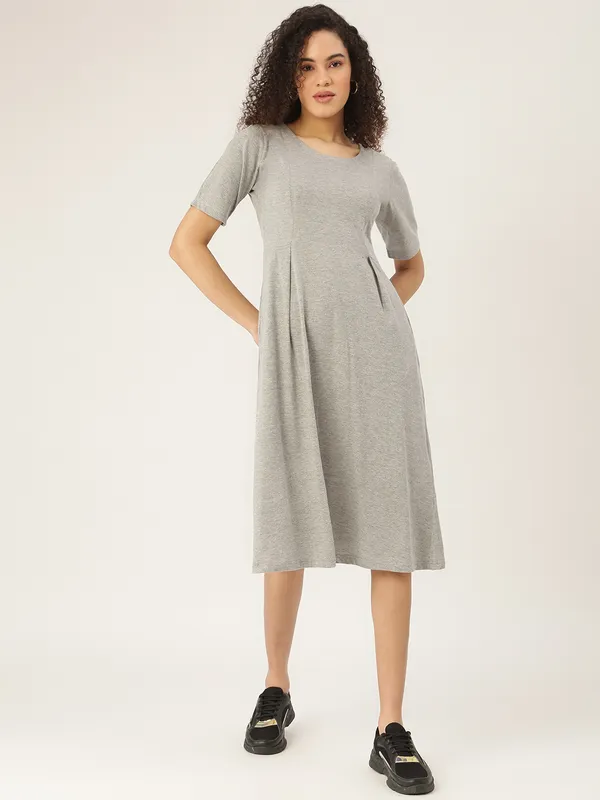 Greymelange_Cotton_Blend_Single_Jersey_Dresses