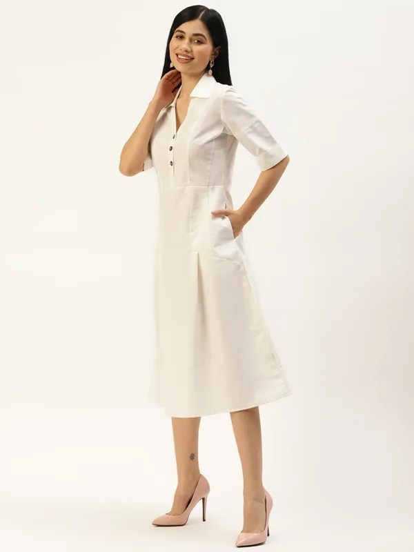BRINNS_Pink_Solid_Shirt_Midi_Dress