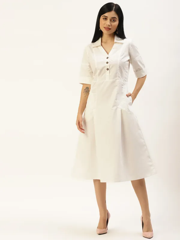 BRINNS_Pink_Solid_Shirt_Midi_Dress