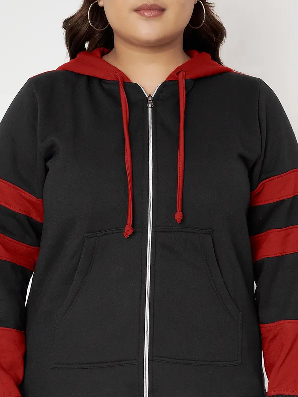 Teal_Blue_&_Burgundy_Striped_Fleece_Hooded_Sweat-shirt