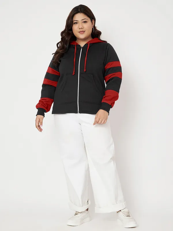 Teal_Blue_&_Burgundy_Striped_Fleece_Hooded_Sweat-shirt