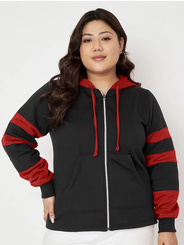 Teal_Blue_&_Burgundy_Striped_Fleece_Hooded_Sweat-shirt