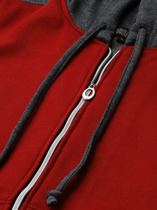 BRINNS_Women_Teal_Blue_&_Burgundy_Striped_Fleece_Hooded_Sweatshirt