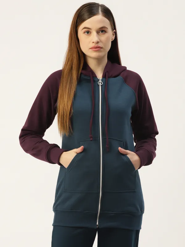 BRINNS_Women_Teal_Blue_Colourblocked_Hooded_Sweatshirt