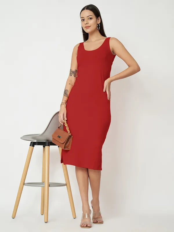 Maroon_Cotton_Lycra_Dresses