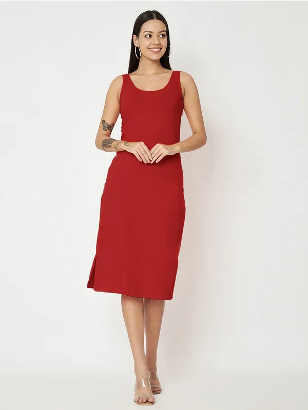 Maroon_Cotton_Lycra_Dresses