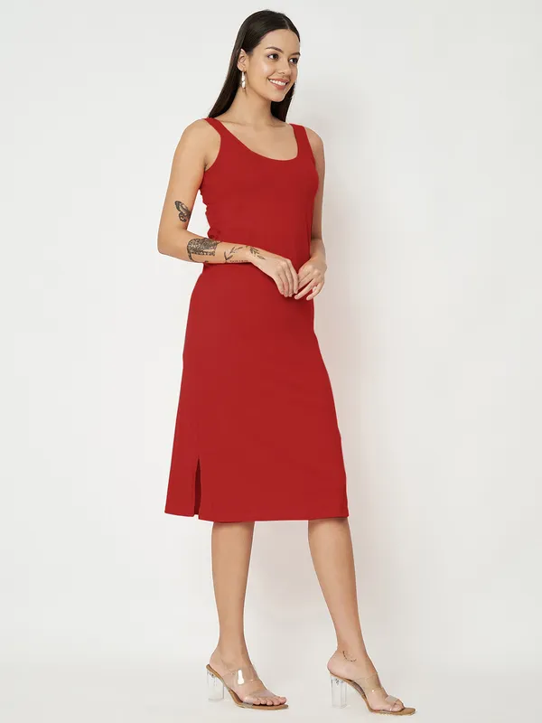 Maroon_Cotton_Lycra_Dresses