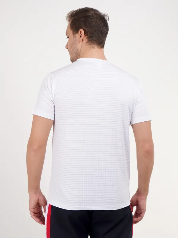 White_Crew_Neck_Sports_T_Shirt_with_Deer_Logo_For_Men