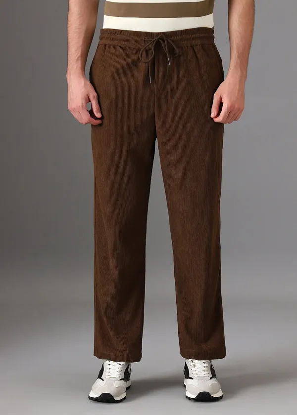 Brown_Corduroy_Drawstring_Pants_For_Men