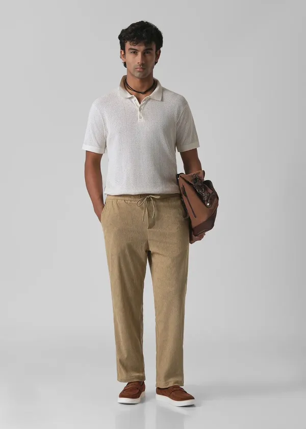 Beige_Corduroy_Drawstring_Pants_For_Men