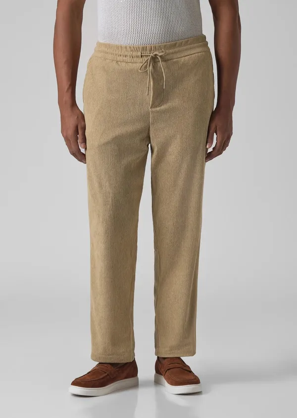 Beige_Corduroy_Drawstring_Pants_For_Men