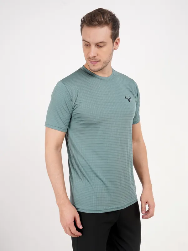 Sage_Green_Textured_Performance_T_Shirt_with_Logo_For_Men