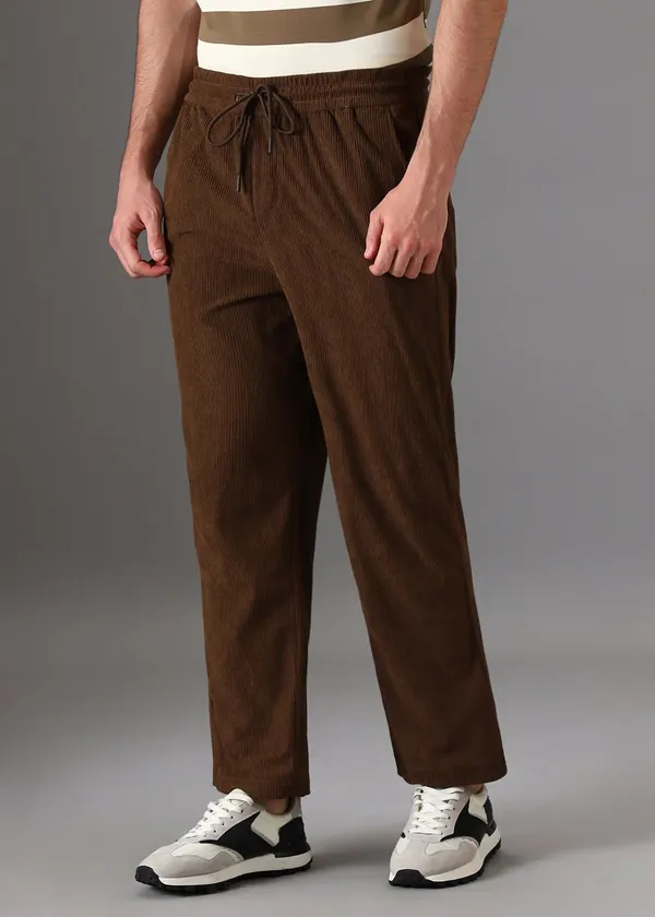 Brown_Corduroy_Drawstring_Pants_For_Men
