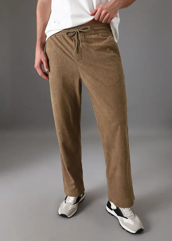 Beige_Corduroy_Relaxed_Fit_Drawstring_Pants_For_Men
