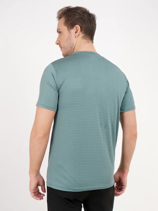 Sage_Green_Textured_Performance_T_Shirt_with_Logo_For_Men