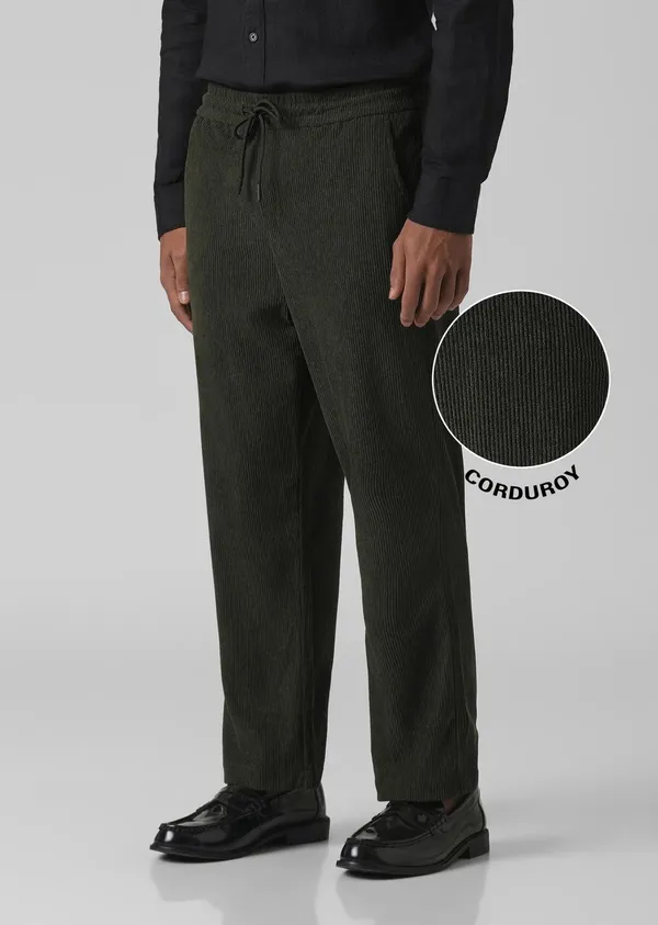 Dark_Green_Corduroy_Drawstring_Pants_For_Men
