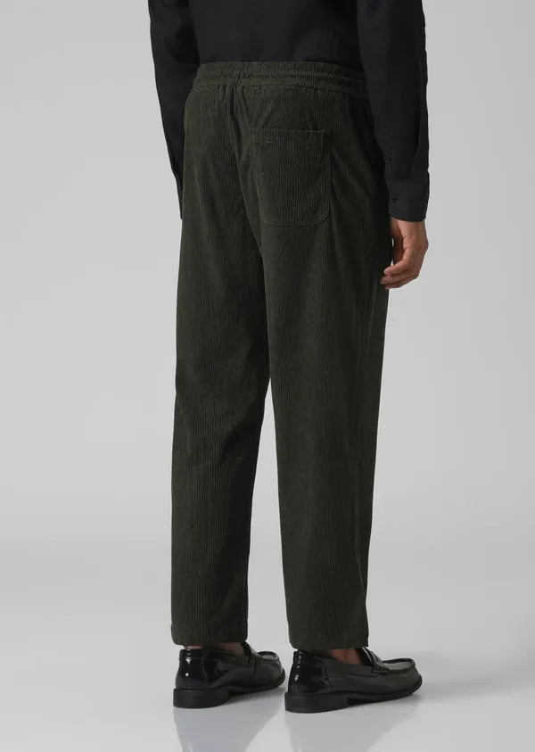 Dark_Green_Corduroy_Drawstring_Pants_And_Beige_Corduroy_Drawstring_Pants_For_Men