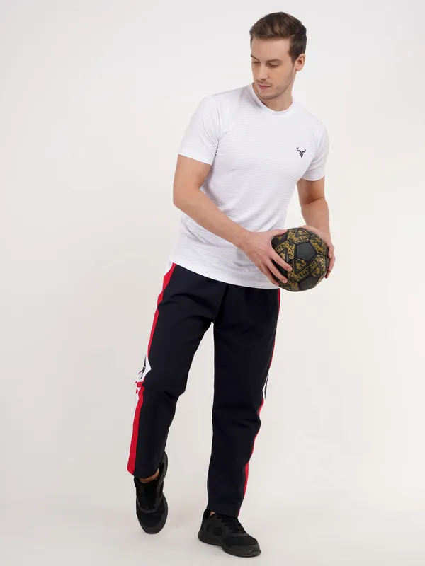White_Crew_Neck_Sports_T_Shirt_with_Deer_Logo_For_Men