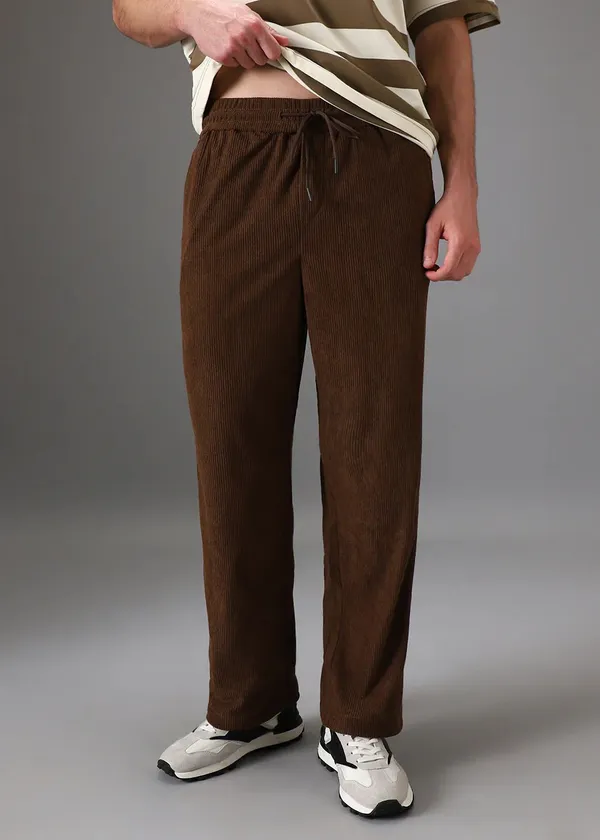 Brown_Corduroy_Drawstring_Pants_For_Men