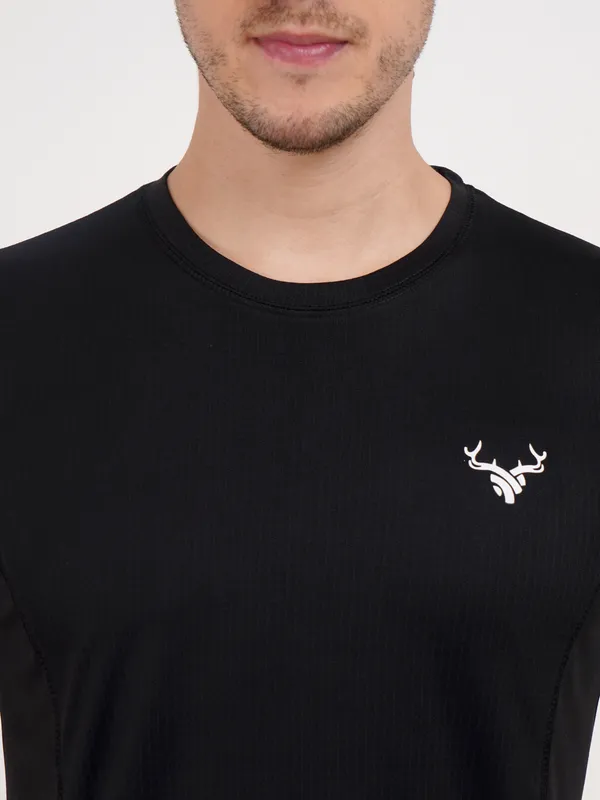 Black_Crew_Neck_T_Shirt_with_Antler_Logo_For_Men