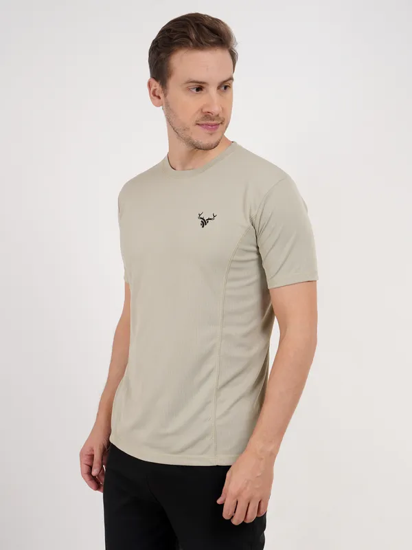 Beige_Crew_Neck_T_Shirt_with_Deer_Logo_for_Men_For_Men