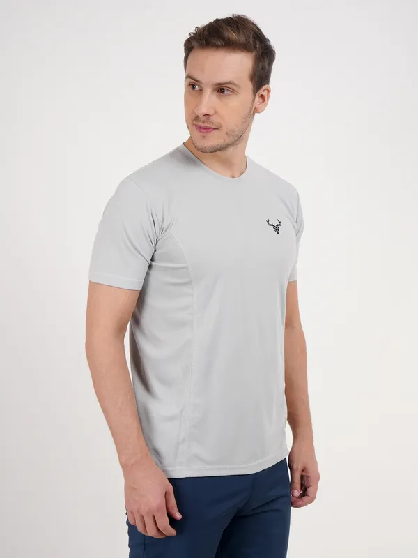 Grey_Round_Neck_T_Shirt_with_Deer_Logo_For_Men