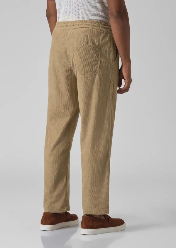 Beige_Corduroy_Drawstring_Pants_For_Men