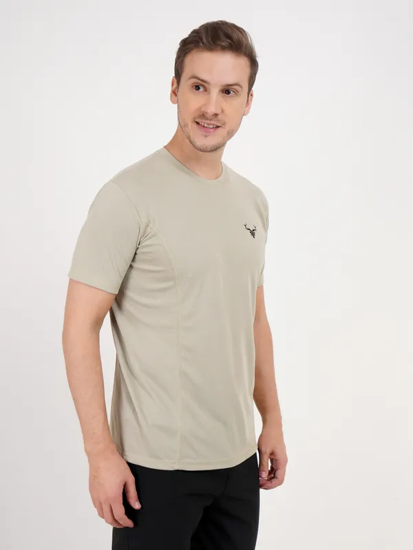 Beige_Crew_Neck_T_Shirt_with_Deer_Logo_for_Men_For_Men