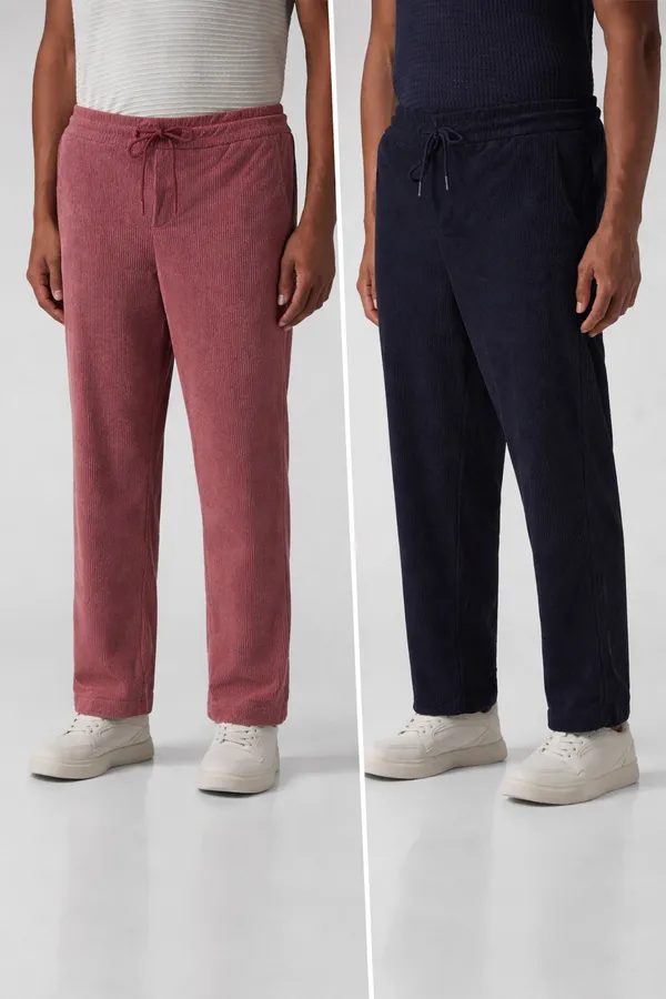 Dusty_Rose_Corduroy_Drawstring_Pants__And_Navy_Blue_Corduroy_Drawstring_Pants_For_Men