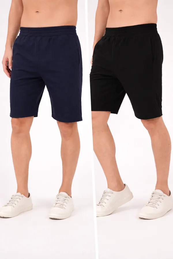 Basic_Black_Cotton_Shorts_And_Casual_Navy_Blue_Shorts_For_Men