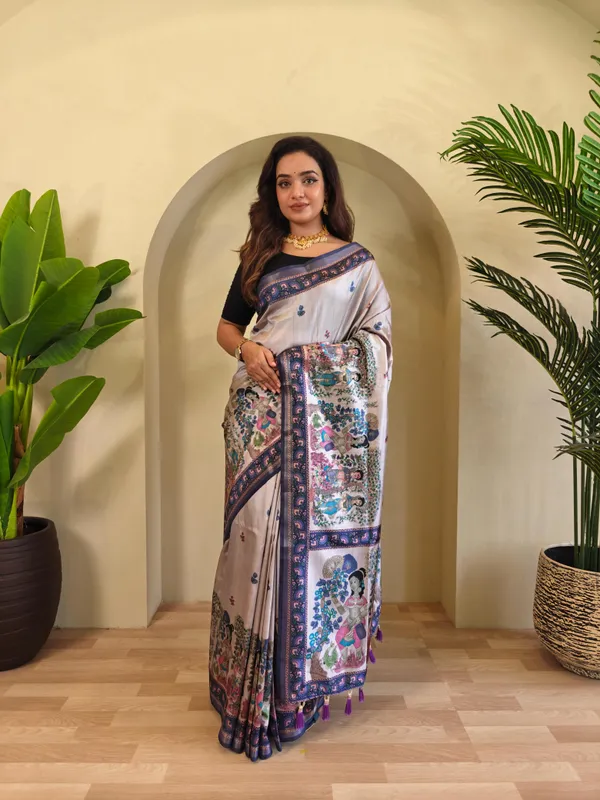 Elegant_Beige_Pure_Dola_Viscose_Saree_with_Kalamkari_Digital_Print_&_Zari_Patta_Border