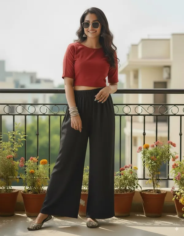 Black_Plain_Pure_Rayon_Palazzo_For_Women
