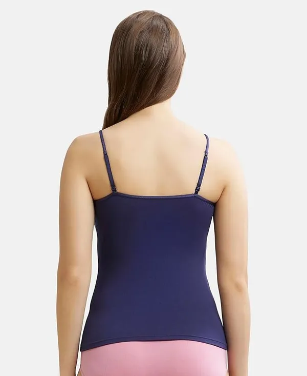 Dark_Blue_Lycra_Blend_Cotton_Unpadded_Round_Neck_Camisole_For_Women