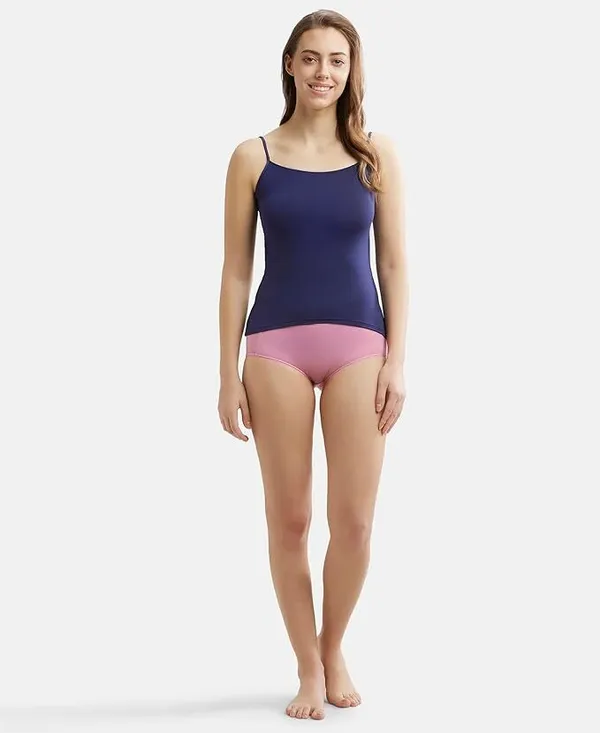 Dark_Blue_Lycra_Blend_Cotton_Unpadded_Round_Neck_Camisole_For_Women