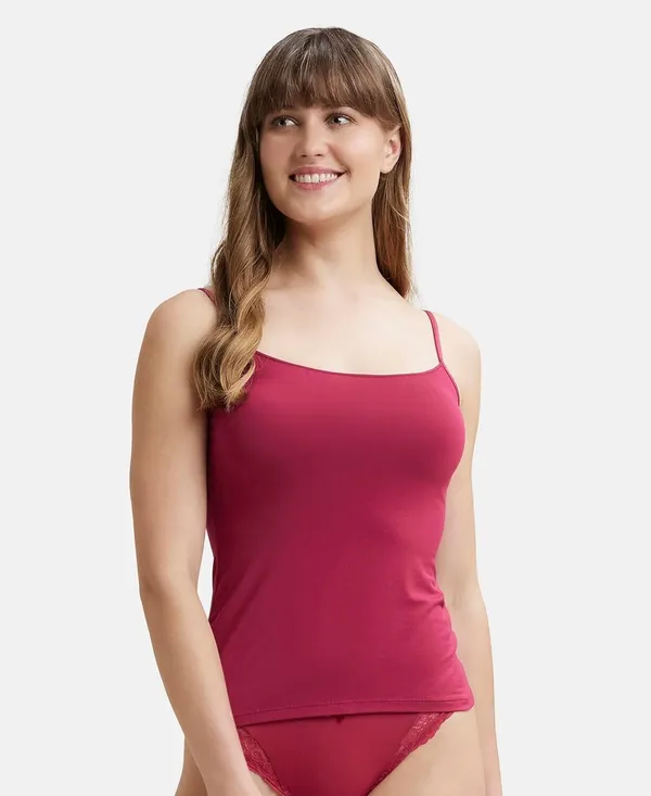 Red_Lycra_Blend_Cotton_Unpadded_Round_Neck_Camisole_For_Women