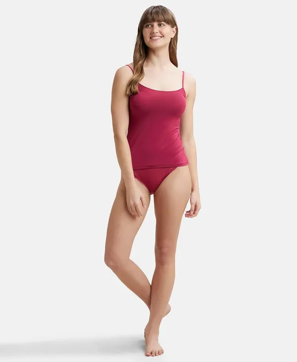 Red_Lycra_Blend_Cotton_Unpadded_Round_Neck_Camisole_For_Women