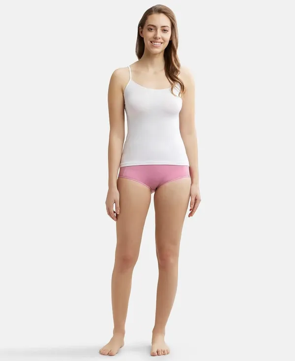 White_Lycra_Blend_Cotton_Unpadded_Round_Neck_Camisole_For_Women