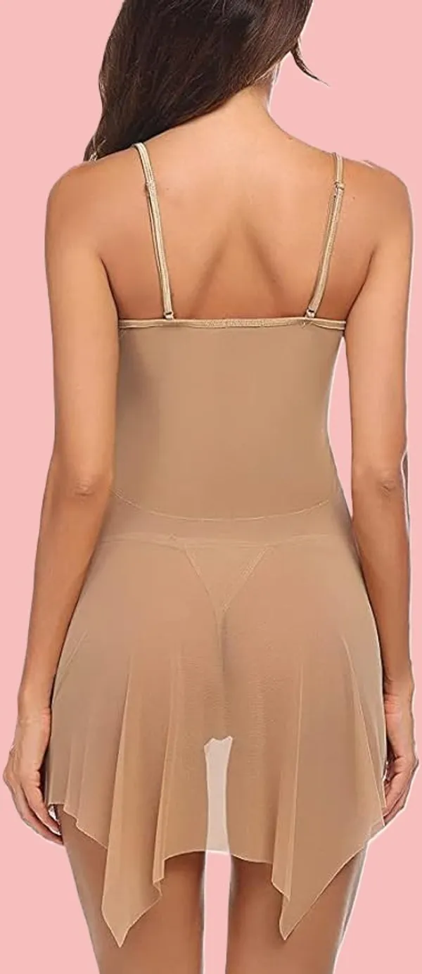 Gold_Net_Self_Design_Halter_Neck_Babydoll_Night_Suit_For_Women