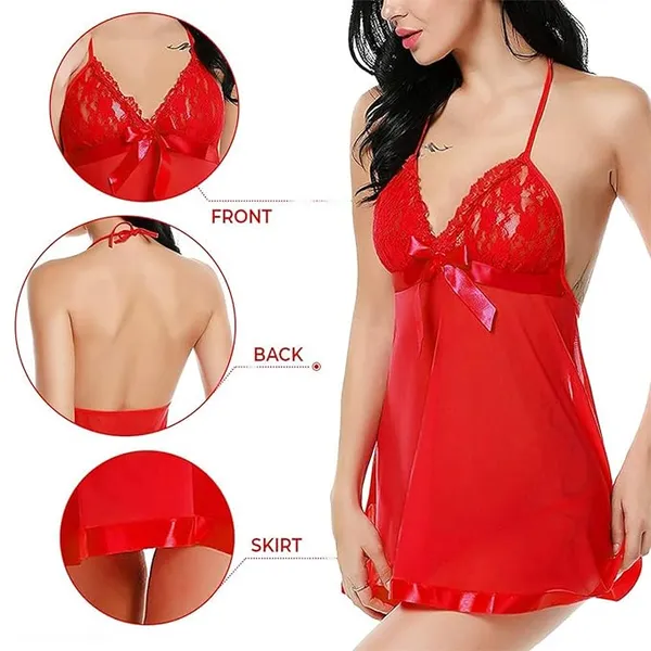 Red_Net_Self_Design_Halter_Neck_Babydoll_Night_Suit_For_Women