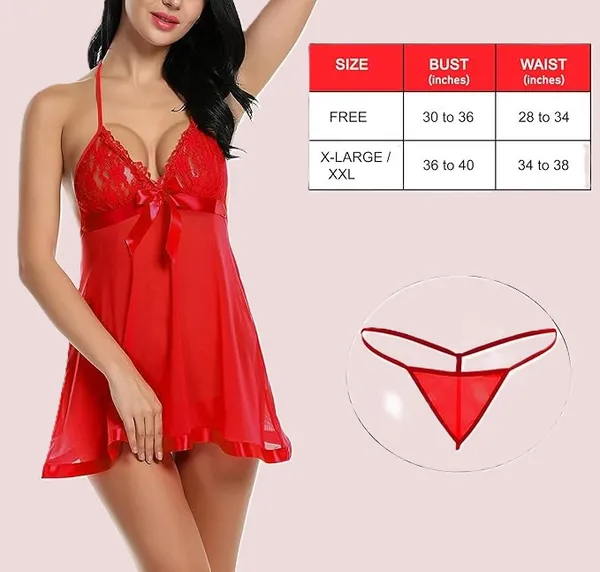 Red_Net_Self_Design_Halter_Neck_Babydoll_Night_Suit_For_Women