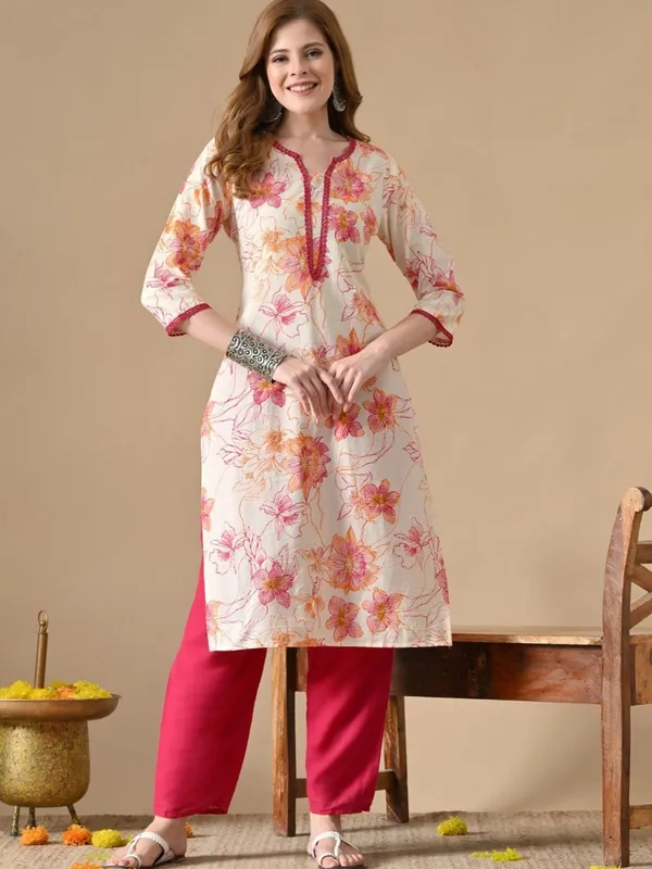 Rayon_Printed_Floral_Pink_Straight_Kurti
