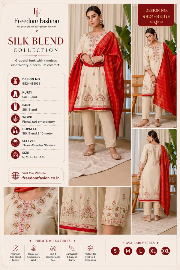 Silk_Blend_Floral_Zari_Embroidered_Kurti_Set
