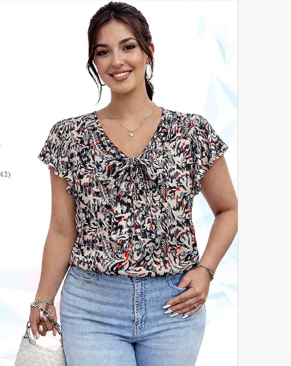 Women???s_Floral_Print_V-Neck_Top_with_Tie-Up_Bow_Detail_and_Ruffle_Sleeves