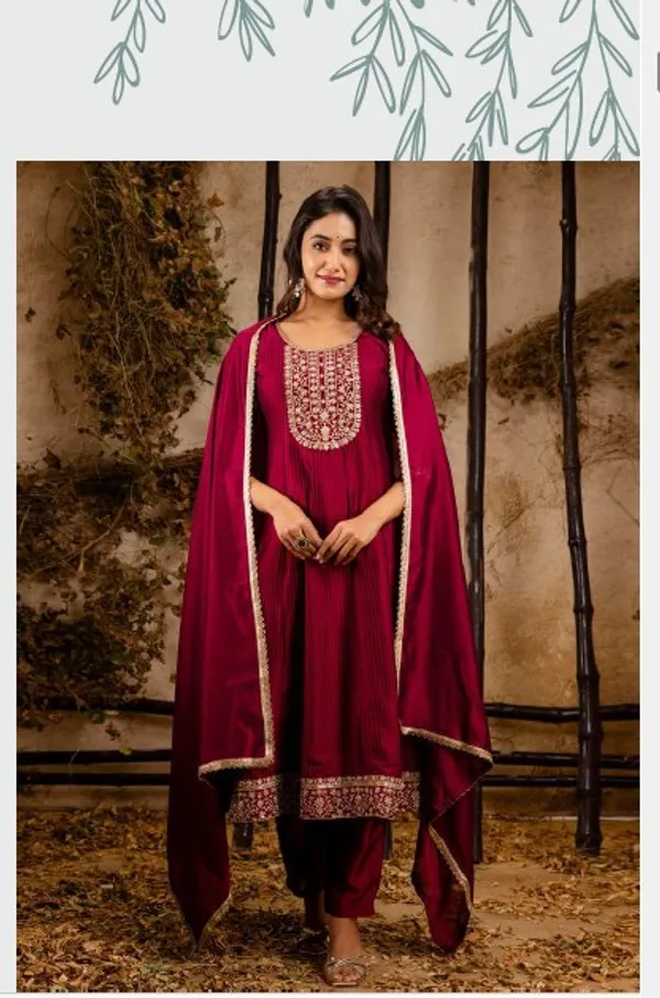 Women_silk_blend_Kurta__Sets_Pant_and__dupatta