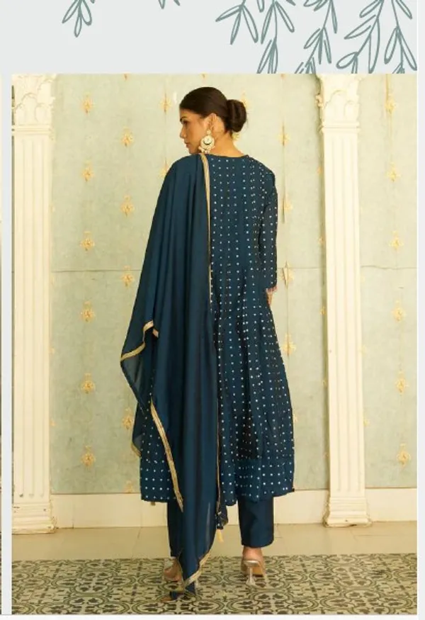 Women__silk_blend_Kurta__Sets_Pant_and__dupatta_With_four_side_lace