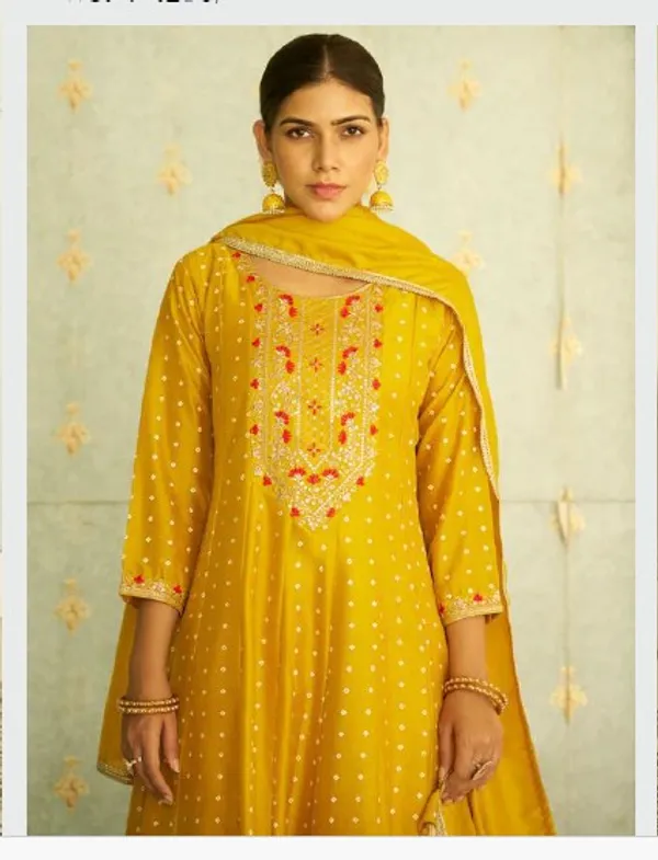 Women_silk_blend_Kurta__Sets_Pant_and__dupatta_With_four_side_lace