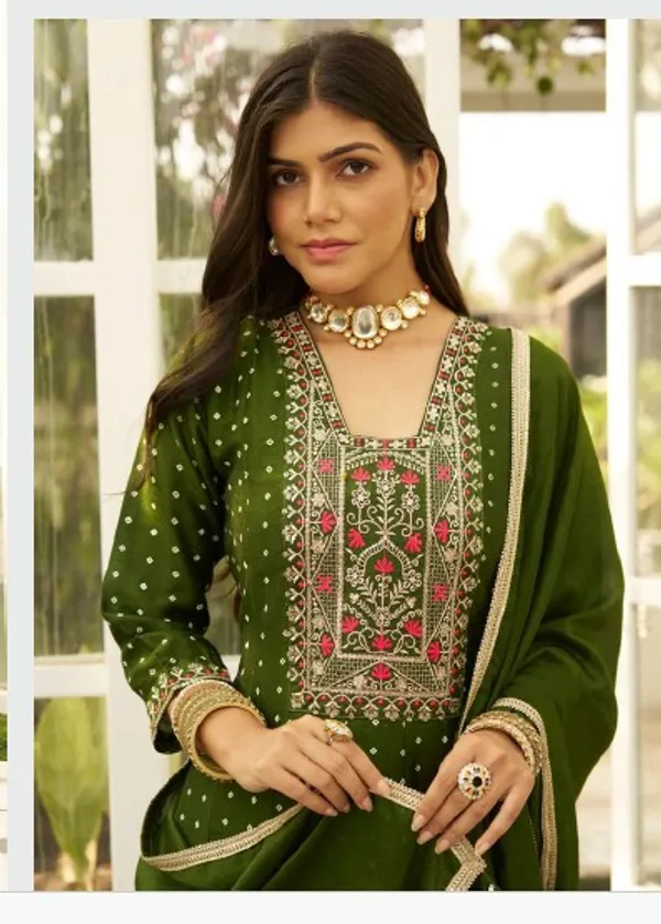 Women_silk_blend_Kurta__Sets_Pant_and__dupatta_With_four_side_lace