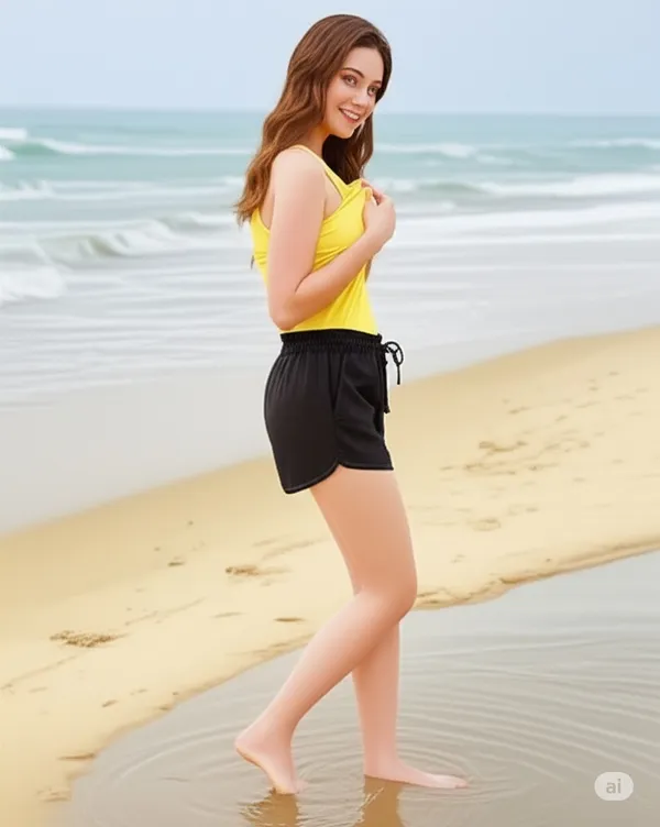 Yellow_Lycra_Blend_Cotton_Unpadded_Round_Neck_Camisole_For_Women